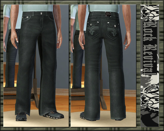 Sims 3 — Rock Revival Jeans_Teen - Fully Recolorable by terriecason — Sims that know style wear Rock Revival jeans.