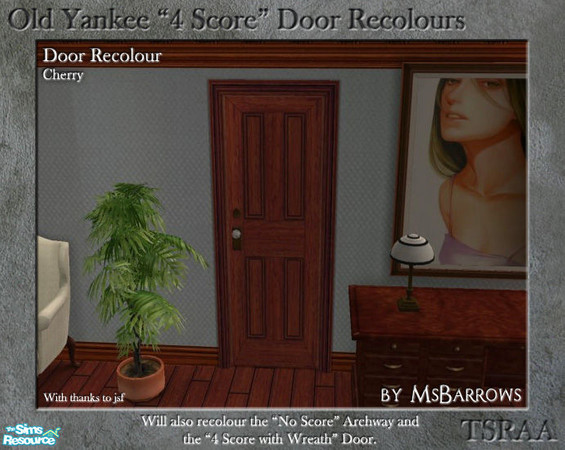 Sims 2 — Old Yankee 4 Score Recolour - Cherry by MsBarrows — A recolour of the Old Yankee \"4 Score\" Door from