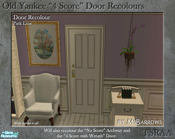 Sims 2 — Old Yankee 4 Score Recolour - Park Lane by MsBarrows — A recolour of the Old Yankee \"4 Score\" Door
