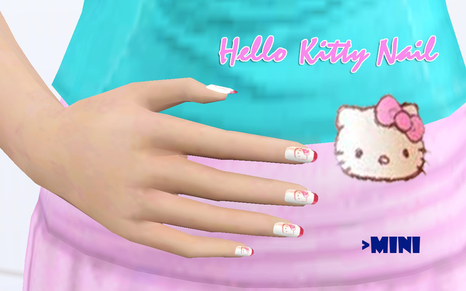 Hand Crafted Hello Kitty Glitter Nail Set – Jade Nails