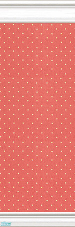 Sims 2 — jsf2WhiteCoralYellowDots by jsf — Plain, white, crown and kick moldings hold yellow dotted coral fabric. Please