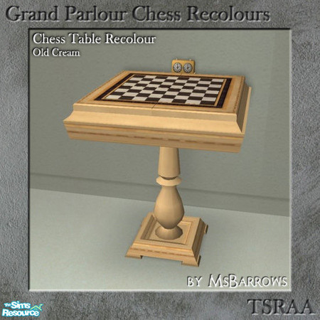 Sims 2 — Grand Parlour Chess Recolour - Old Cream by MsBarrows — A recolour of the Grand Parlour Chess Table from base