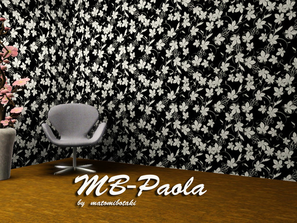 Sims 3 — MB-Paola by matomibotaki — Floral pattern in grey and white, 2 channel, to find under Theme.
