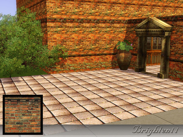 Sims 3 — BR11 Industrial Brick 1 by Brighten11 — Industrial Brick 1 with ledge by Brighten11. Two editable channels.