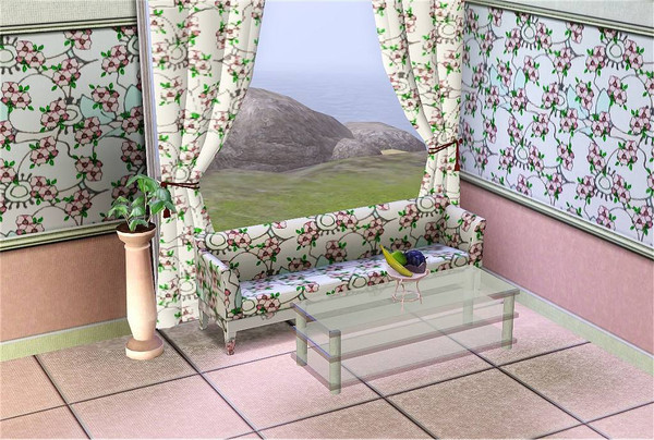 Sims 3 — marcorse_tangled briar pattern by marcorse — Pairs of pink briars in a scatter pattern on a background of the