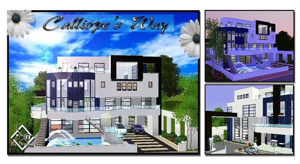 Sims 3 — Calliope Way by Devirose — Modern house,swimming pool,car zone,recreation area on the back,4 floors.Enjoy^^