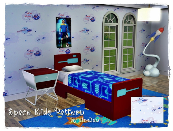 Sims 3 — Space Kids pattern by Arelien — Pattern of astronauts and spaceships for children.