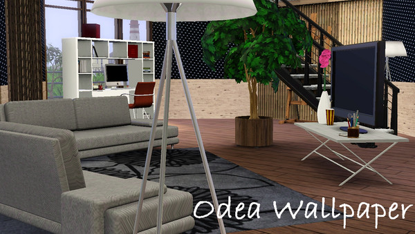 Sims 3 — Odea Wallpaper by SugoiZiua2 — Odea Wallpaper: a sweet wallpaper with white dots on a black background. Ideal