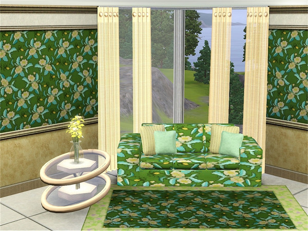 Sims 3 — marcorse_green repeat pattern by marcorse — An old fashioned parlour wallpaper pattern in sombre shades of
