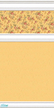 Sims 2 — jsf2CottageRPoseysTall by jsf — Revised cottage mouldings hold a miniprint floral of red flowers on a Tuscon