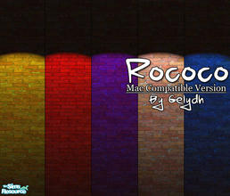 Sims 2 — Rococo - MAC COMPATIBLE VERSION by gelydh — Set of five brick walls, pre-lit in varying hues. Will be found