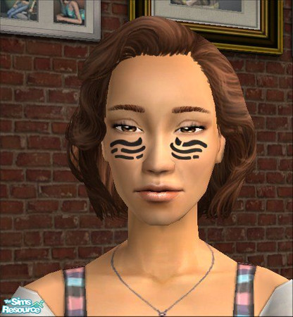 Sims 2 — Tribal face tattoos - 7 by scatterjoy — One of the Castaway Stories native face tattoos recolored to black. Will