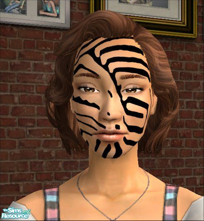 Sims 2 — Tribal face tattoos - 4 by scatterjoy — One of the Castaway Stories native face tattoos recolored to black. Will