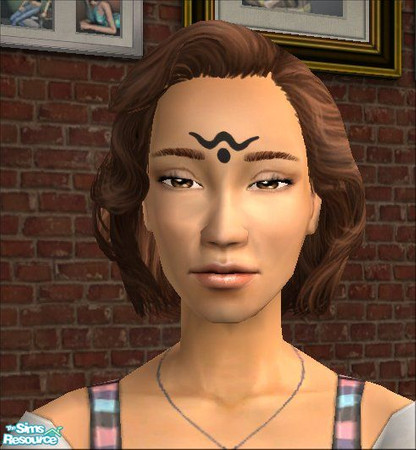 Sims 2 — Tribal face tattoos - 3 by scatterjoy — One of the Castaway Stories native face tattoos recolored to black. Will