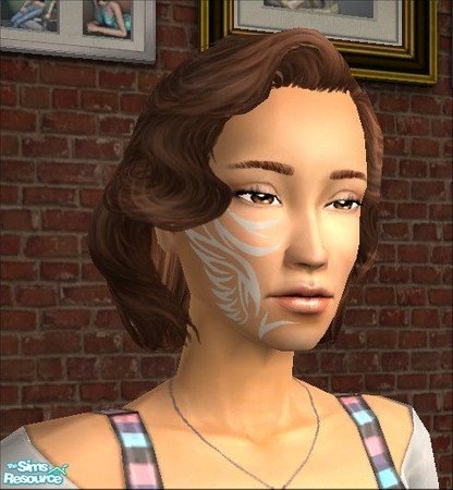Sims 2 — Tribal face tattoos - 2 by scatterjoy — The Bon Voyage firedancer tattoo in a light gray to match the original