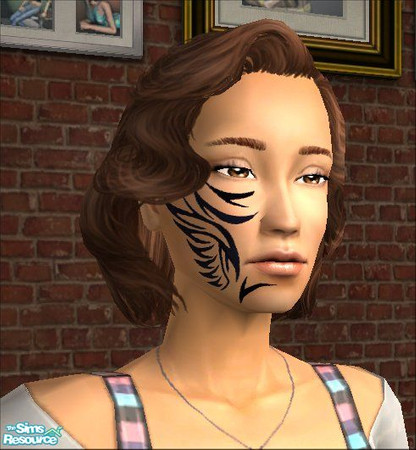 Sims 2 — Tribal face tattoos - 1 by scatterjoy — The Bon Voyage firedancer tattoo in black.