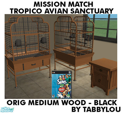 Sims 2 — TL - MM TropicoAvianSanctuary OrigMedBlkWd by TabbyLou — Maxis Original Medium Wood with Black Accents for