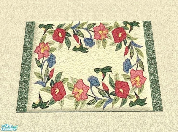 Sims 2 — Fringed Rug - Flowers by Raveena — Part of the Fringed rug set.