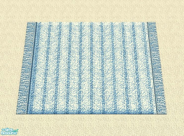 Sims 2 — Fringed Rug - Blue Stripe by Raveena — Part of the Fringed rug set.