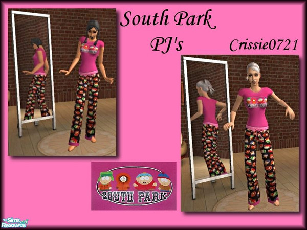 Sims 2 — South Park PJ\'s by Crissie0721 — All your friends from South Park in one comfy PJ set. Can be used by young