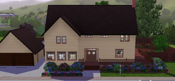 Sims 3 — The Lancaster by TKayO — Two-Story home with 3-bedrooms, 3 1/2-baths, 2-car garage w/driveway with parking for 4