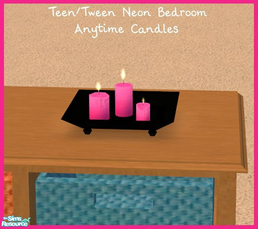 Sims 2 — Teen/Tween Neon Bedroom - Candles by sinful_aussie — Bright pink candles for the neon bedroom.