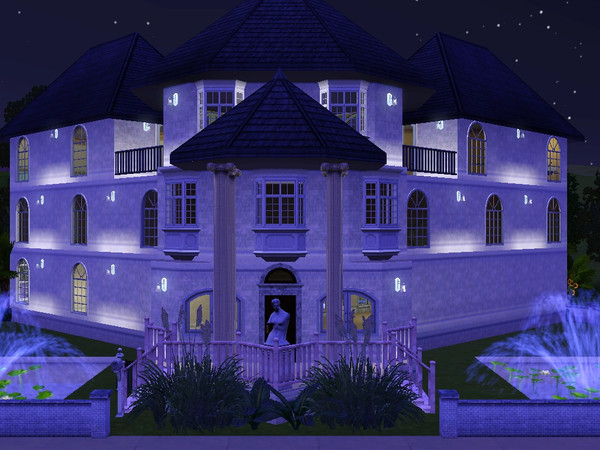 Sims 3 — V Manor by blurred2 — Ground floor contains living area, kitchen, dinning 2 bdrms and 1 1/2 baths. Second floor
