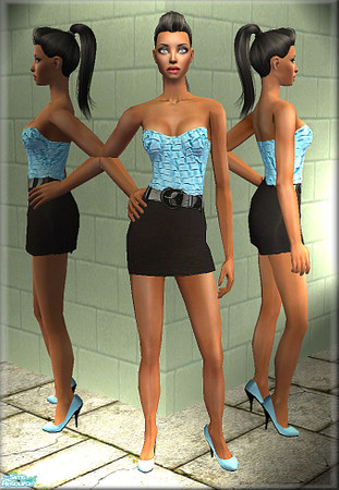 Sims 2 — Belted tiered ruffle minidress by killercsaj — by killercsaj