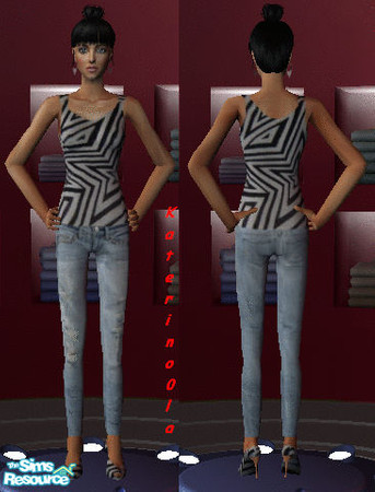 Sims 2 — female black-white star outfit by katerino0la — female black-white star outfit