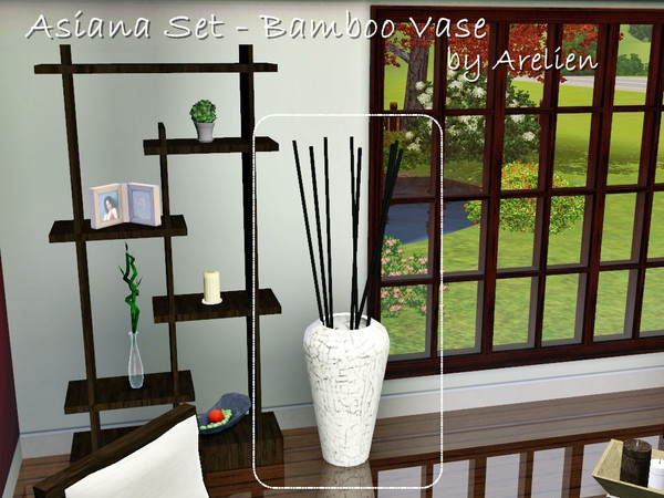 Sims 3 — Asiana set - bamboo vase by Arelien — Large floor standing vase of plain sticks for a striking simple effect.