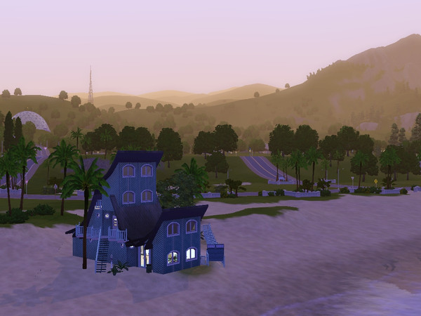 Sims 3 — Googie by shimmshaw2 — A small beach house with a distinctive roof that mimics the shape of the ocean waves.