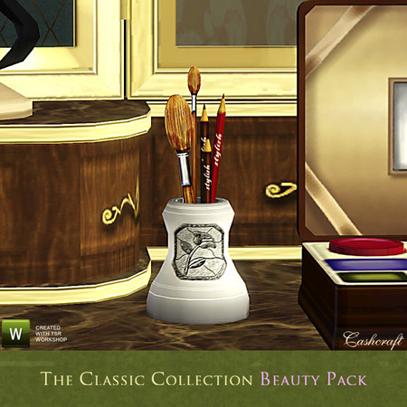 Sims 3 — Classic Collection Makeup Brushes Set 01 by Cashcraft — A collection of sable hair brushes and cosmetic pencils