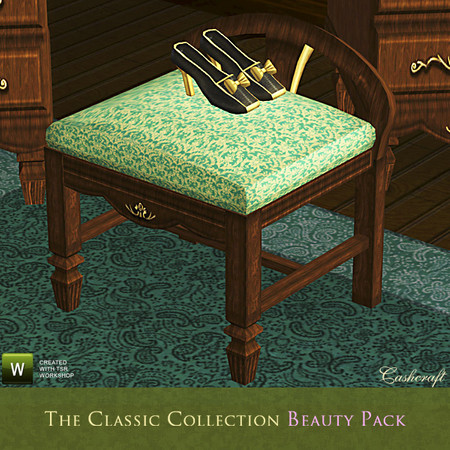 Sims 3 — Classic Collection Vanity Chair (Decor) by Cashcraft — An antique vanity table chair (decorative) with a