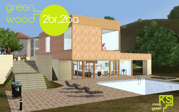 Sims 3 — Green Wood - 2br,2ba by KahlilResource — Ahh... the mixtures of wood with stones is a specific sensations, With