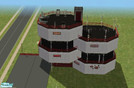 Sims 2 — Cyclinder Apartments by rainmaker7783 — Rooftop gym, parking, community banquet room. Three apartments complete