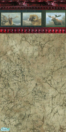 Sims 2 — Outdoors Man Wallpaper by VictoriaGrace — Rich dark trimmed wallpaper for your rustic cottage or vacation home.