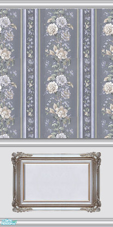 Sims 2 — Blue Floral by Halfcreek — created by Halfcreek. Created wainscoting from a picture frame.