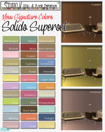 Sims 2 — Studio K NEW Signature Colors - Solids Superset by StudioKhagerks — 