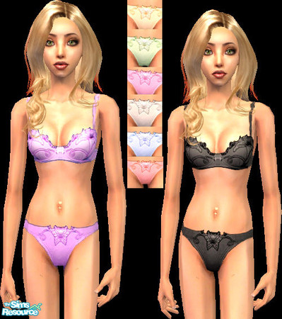 Sims 2 — Flower Undies by LeopardJessica — A set of different colored undies with a flower pattern. No mesh required.