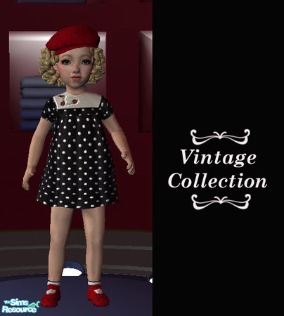 Sims 2 — Toddler Dress and Hat by giasims — Here is a matching vintage dress and hat for toddler Sims. Mesh for dress is
