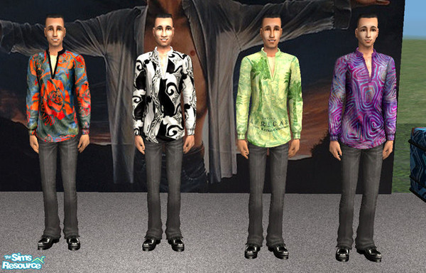 Sims 2 — Silk shirt ensemble re-colours set 1. by wirelessguy — 4 re-colours for aikea_guinea\'s Silk Shirt Ensemble for