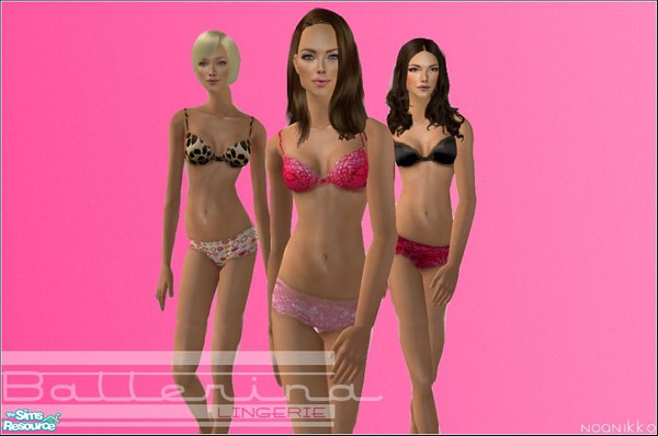 Sims 2 — Ballerina Lingerie Collection by noaNikko — A set of three lingerie ensembles that are soft, elegant, and a