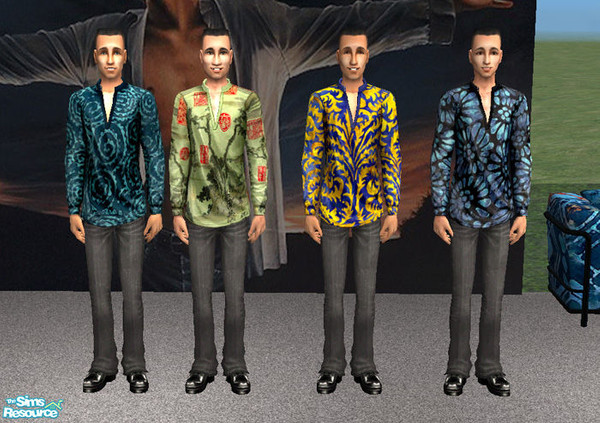 Sims 2 — Silk shirt ensemble re-colours set 2. by wirelessguy — Another 4 re-colours of aikea_guinea\'s Silk Shirt