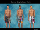 Sims 3 — Summer Graphic Board Shorts by jla43 — Designer made Graphic summer shorts in different styles and colors. 