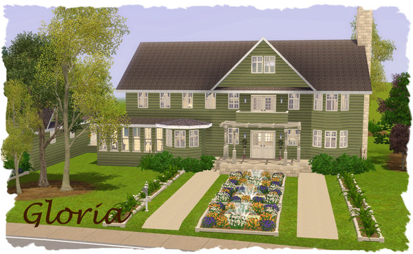 Sims 3 — Gloria by elena99e2 — Farmhouse style brings to this home a delightful appeal. A wrapping front porch offers