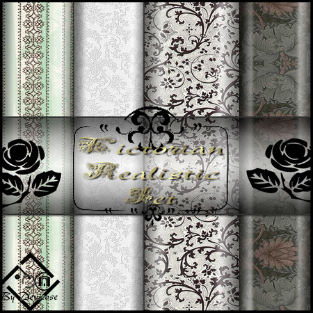 Sims 3 — Victorian Realistic Patterns Set by Devirose — 4 beautiful Victorian-style realistic textures,to be used at will