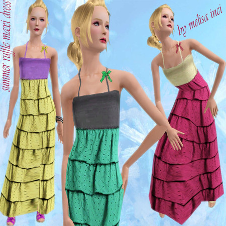 Sims 3 — Summer Ruffle Maxi Dress  by melisa_inci — Summer Ruffle Maxi Dress by melisa inci Everyday-Formal 3 Recolorable