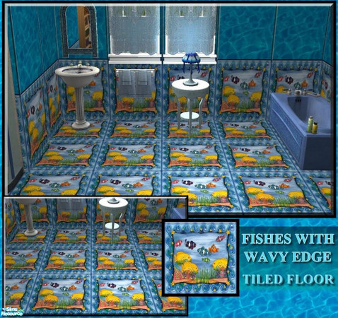 Sims 2 — Forever Blue - Floor-Fishes With Wavy Edge by allison731 — This item is part of Forever Blue set. Floor with