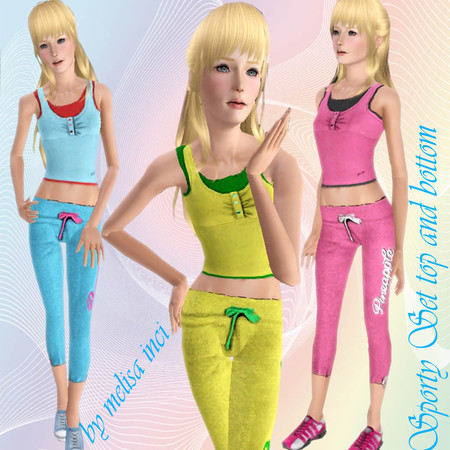 Sims 3 — Sporty Set  by melisa_inci — Sportyset by melisa inci Everyday-Sleepwear-Athletic top:3 Recolorable Part