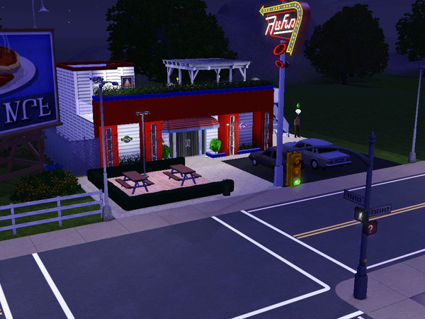 Sims 3 — All American Diner by sjh82692 — Diner rabbit hole with a bar upstairs, a perfect spot for all the sims to